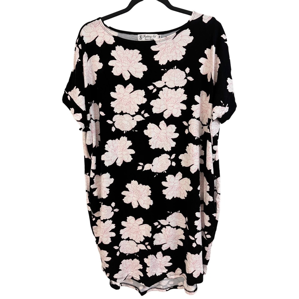 Fighting Eel Black and Pink Floral Midi Dress
